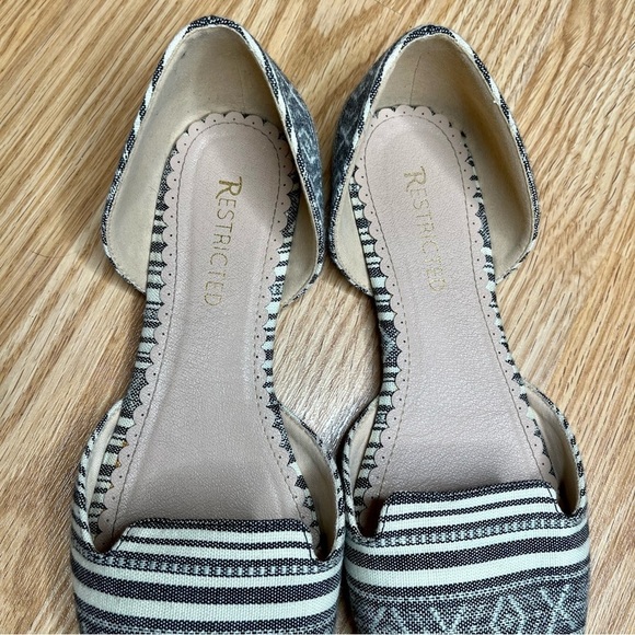 Restricted Buckle Dorsay Aztec Canvas Fabric Bohemian Pointed Toe Flats Size 10 - Picture 6 of 13